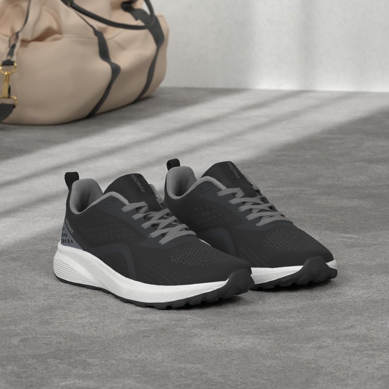 BRONAX Wide Tennis Shoes for Women Lace up Round Toe Comfortable Stylish Size 8w Athletic Gym Outdoor Sports Sneakers Walking Maternity Pregnancy Lightweight Casual Black 39 - Image 2
