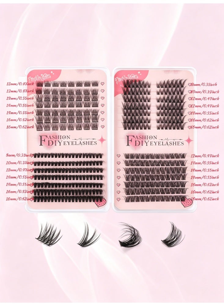 CMAYOME DIY Eyelash Extension Kit, 4 Styles 378 Clusters Individual Lashes, 10-16mm Mixed Length, D Curl Natural Thick Segmented False Eyelashes - Image 5