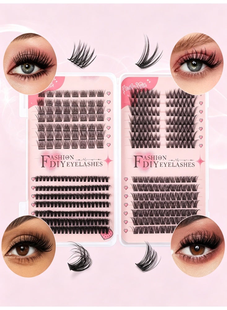 CMAYOME DIY Eyelash Extension Kit, 4 Styles 378 Clusters Individual Lashes, 10-16mm Mixed Length, D Curl Natural Thick Segmented False Eyelashes - Image 4
