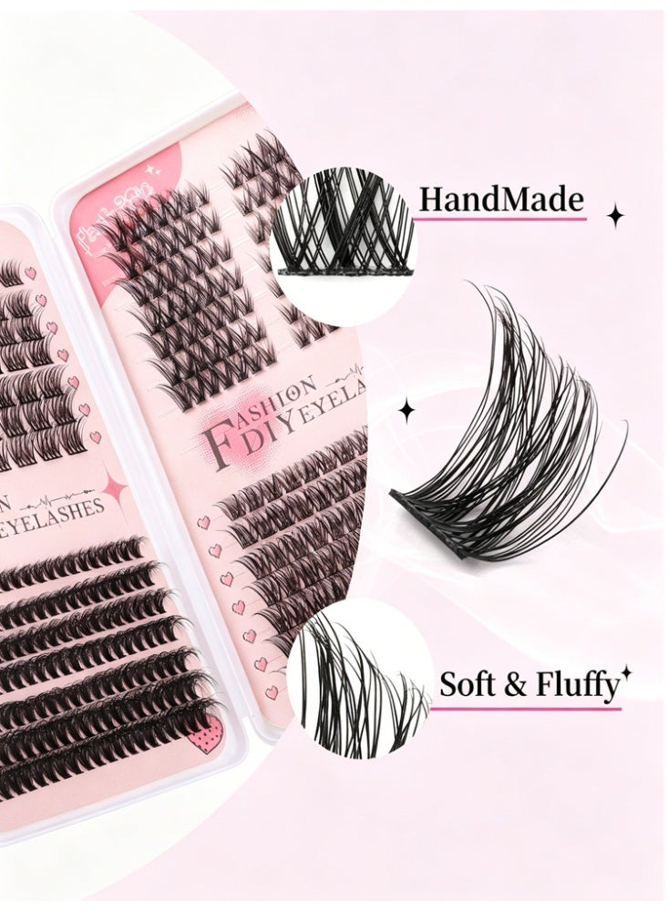 CMAYOME DIY Eyelash Extension Kit, 4 Styles 378 Clusters Individual Lashes, 10-16mm Mixed Length, D Curl Natural Thick Segmented False Eyelashes - Image 2