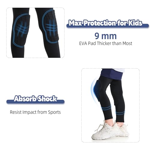 Newbyinn Knee Pad for Kid Youth 1 Pair, Black Padded Knee Leg Compression Sleeve for Basketball Football Volleyball Soccer Sport Boy Girl - Image 4