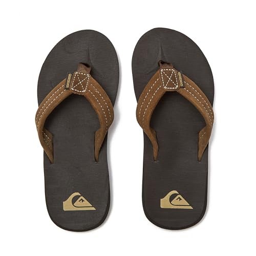 Quiksilver Boy's Carver Suede Fixed Strap Flip Flop Youth Sandal, Demitasse-Solid, 1(32) M US Little Kid - Image 4