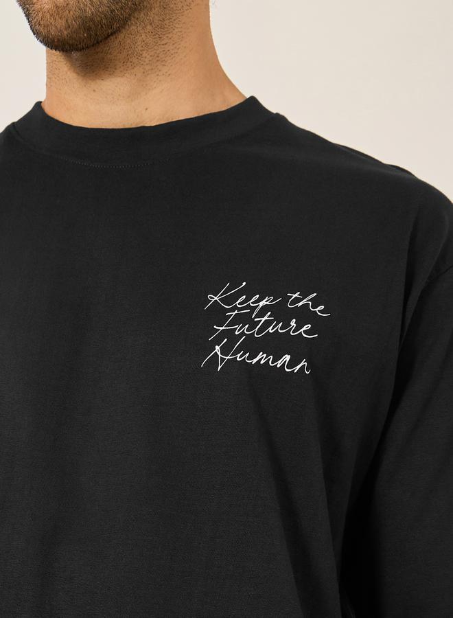 Styli Minimal Embroidered Jersey Oversized T-Shirt  - Image 3