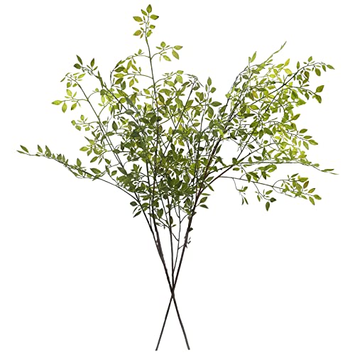Melorca&Guilla Artificial Plants,2PCS 43.3" Green Nandina Faux Branches for Vase,Artificial Plants for Shop Garden Office Home Décor - Image 1
