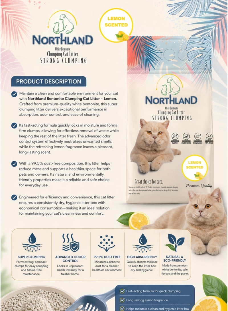 Northland Bentonite Clumping Cat Litter Lemon 5L – 99.5% Dust Free, Strong Odour Control, Super Clumping Natural White Cat Sand - Image 4