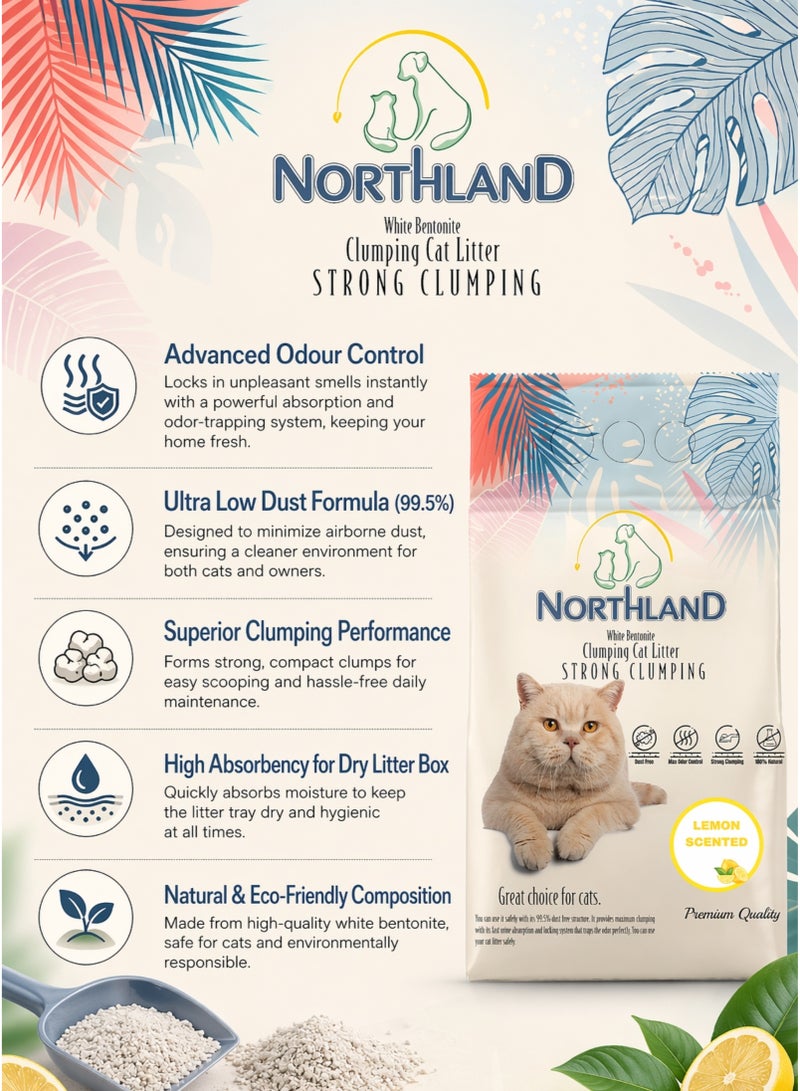Northland Bentonite Clumping Cat Litter Lemon 5L – 99.5% Dust Free, Strong Odour Control, Super Clumping Natural White Cat Sand - Image 2