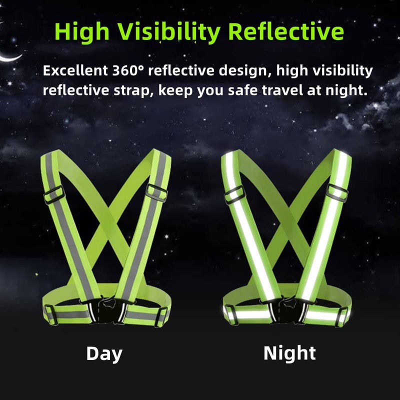 YUNLOVXEE Reflective Strap Safety Vest Gear - 2-10 Pack Adjustable High Visible Reflective Running Gear for Women Men Night (Black+Red) - Image 4