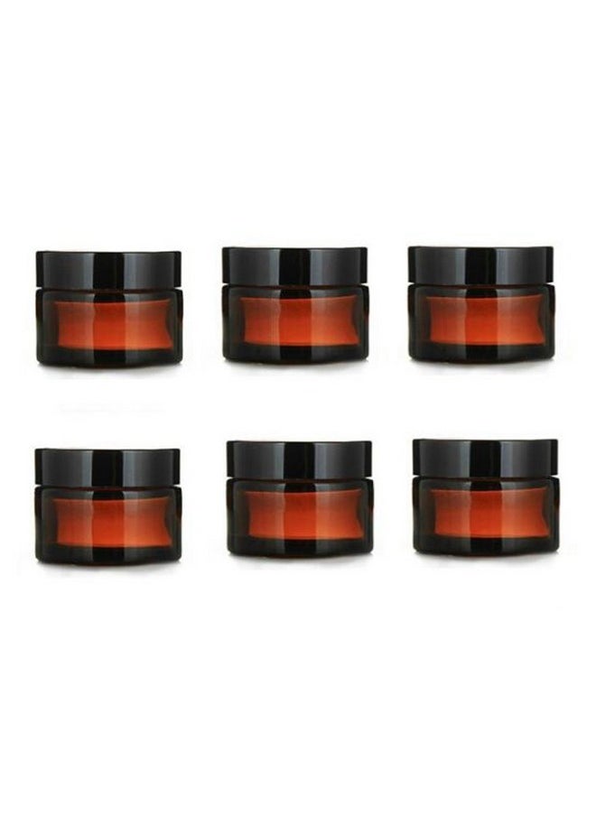 ericotry 6Pcs 5Ml Amber Glass Jar Empty Refillable Cosmetic Face Cream Lip Balm Storage Jars Bottle Container Pot With Liners And Screw Black Lid For Make Up Essential Oils Lotion  - Image 1
