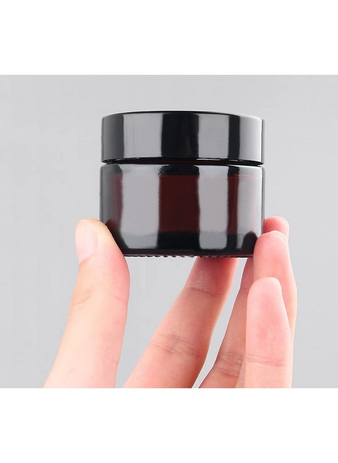 ericotry 6Pcs 5Ml Amber Glass Jar Empty Refillable Cosmetic Face Cream Lip Balm Storage Jars Bottle Container Pot With Liners And Screw Black Lid For Make Up Essential Oils Lotion  - Image 2