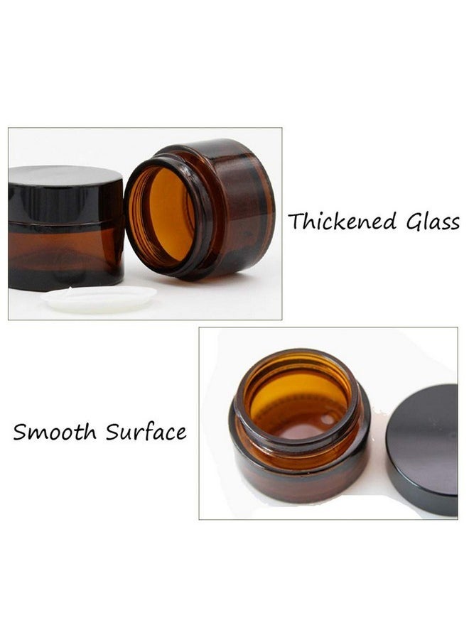 ericotry 6Pcs 5Ml Amber Glass Jar Empty Refillable Cosmetic Face Cream Lip Balm Storage Jars Bottle Container Pot With Liners And Screw Black Lid For Make Up Essential Oils Lotion  - Image 5