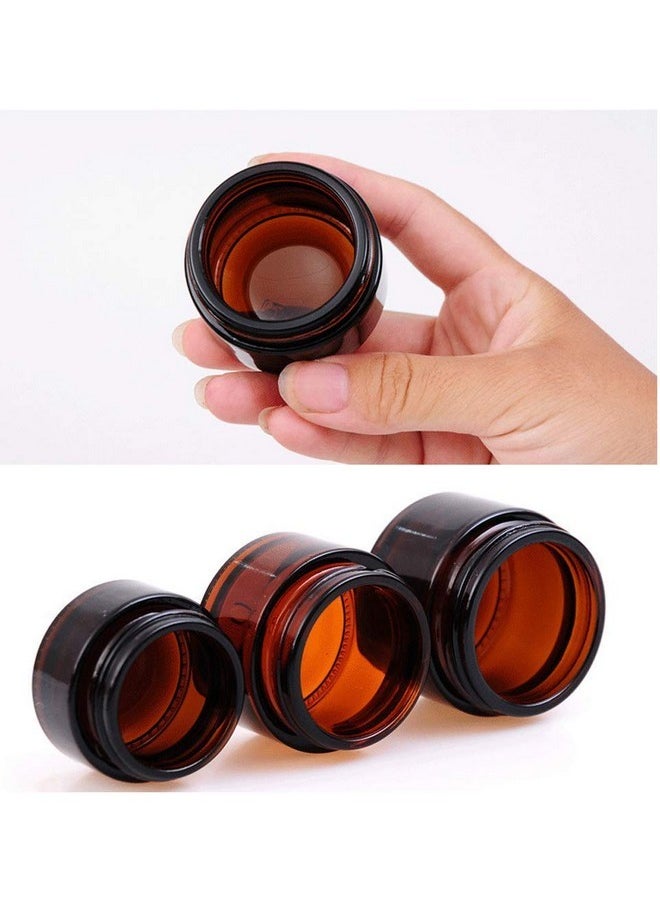 ericotry 6Pcs 5Ml Amber Glass Jar Empty Refillable Cosmetic Face Cream Lip Balm Storage Jars Bottle Container Pot With Liners And Screw Black Lid For Make Up Essential Oils Lotion  - Image 4