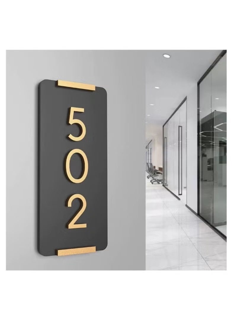 الضفدع الحقيقي مجموعة لوحات عناوين المنازل وأرقام المنازل، لافتة عنوان شخصية بقاعدة أكريليك سوداء مقاس 24×11 سم و10 أرقام ذهبية (0-9) للشقق والمنازل والفنادق والمكاتب وصناديق البريد وشاشات العرض على الحائط - Image 4