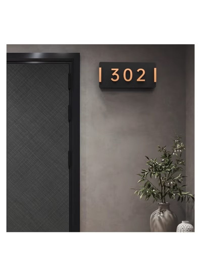 الضفدع الحقيقي مجموعة لوحات عناوين المنازل وأرقام المنازل، لافتة عنوان شخصية بقاعدة أكريليك سوداء مقاس 24×11 سم و10 أرقام ذهبية (0-9) للشقق والمنازل والفنادق والمكاتب وصناديق البريد وشاشات العرض على الحائط - Image 3