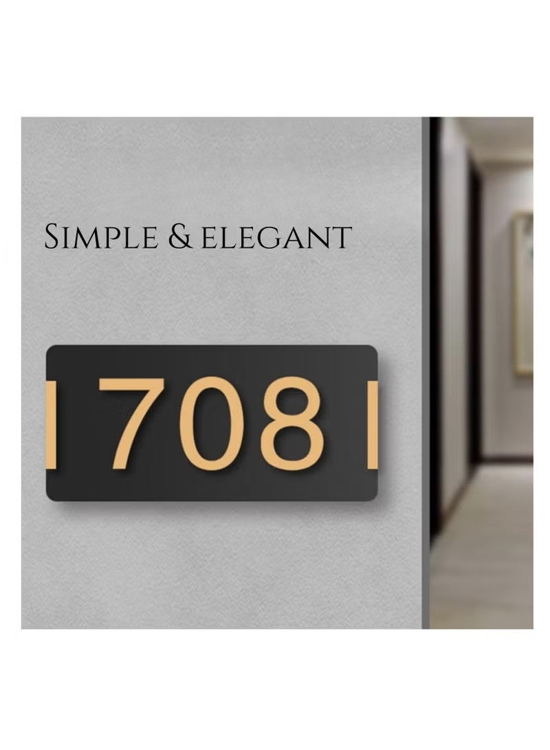 الضفدع الحقيقي مجموعة لوحات عناوين المنازل وأرقام المنازل، لافتة عنوان شخصية بقاعدة أكريليك سوداء مقاس 24×11 سم و10 أرقام ذهبية (0-9) للشقق والمنازل والفنادق والمكاتب وصناديق البريد وشاشات العرض على الحائط - Image 2