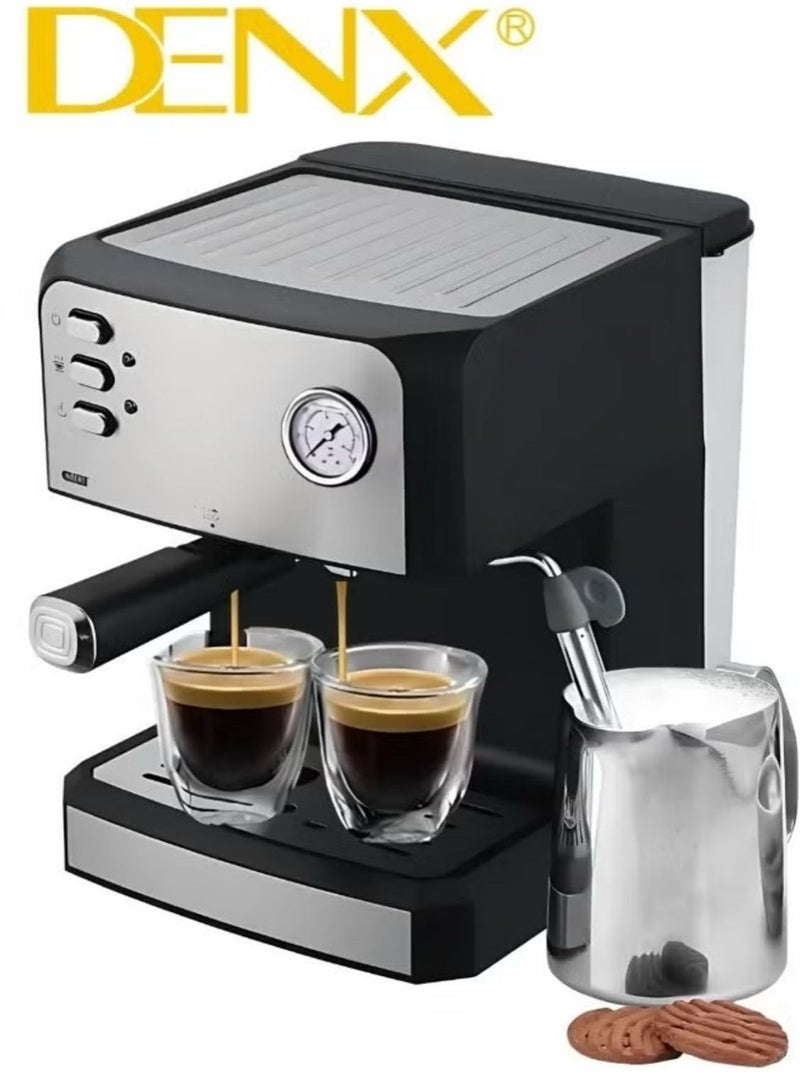 دينكس ماكينة صنع قهوة الإسبريسو للاستخدام المنزلي، سعة 1.6 لتر، قوة 850 واط، مع خافق حليب، وصانعة كابتشينو ولاتيه، مزودة بفلتر معدني للبخار ومؤشر لدرجة الحرارة - Image 2