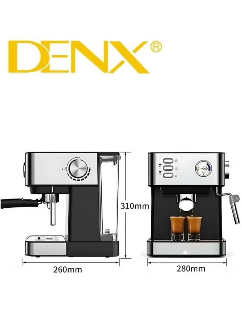 دينكس ماكينة صنع قهوة الإسبريسو للاستخدام المنزلي، سعة 1.6 لتر، قوة 850 واط، مع خافق حليب، وصانعة كابتشينو ولاتيه، مزودة بفلتر معدني للبخار ومؤشر لدرجة الحرارة - Image 4