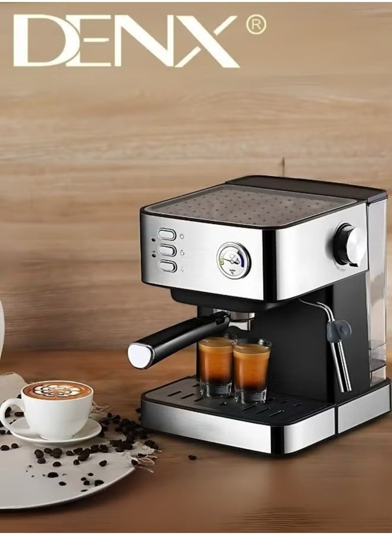 دينكس ماكينة صنع قهوة الإسبريسو للاستخدام المنزلي، سعة 1.6 لتر، قوة 850 واط، مع خافق حليب، وصانعة كابتشينو ولاتيه، مزودة بفلتر معدني للبخار ومؤشر لدرجة الحرارة - Image 5