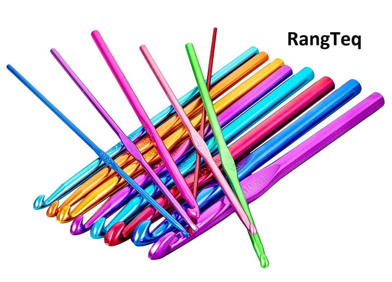 RangTeq Metal 12pcs Aluminum Crochet Hooks Set,Small to Large 2mm-8mm,Round Blunt Yarn Knitting Needles Tool Kit - Image 3