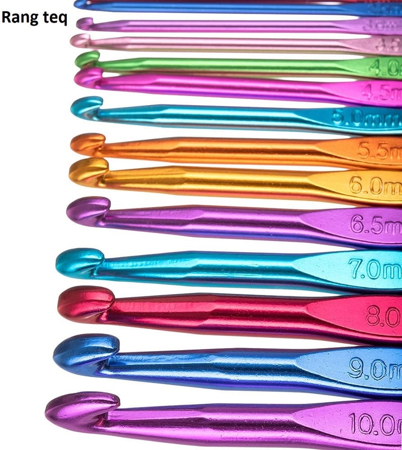 RangTeq Metal 12pcs Aluminum Crochet Hooks Set,Small to Large 2mm-8mm,Round Blunt Yarn Knitting Needles Tool Kit - Image 4