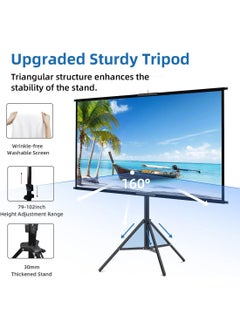 FlashHawk Updated Projector Screen with Stand 120 inch Indoor Outdoor Projector Screen 16:9 4K HD Projector Screen for Outdoor and Indoor Wall Hanging 2 IN 1 with Carry Bag Ground Nails  - Image 4