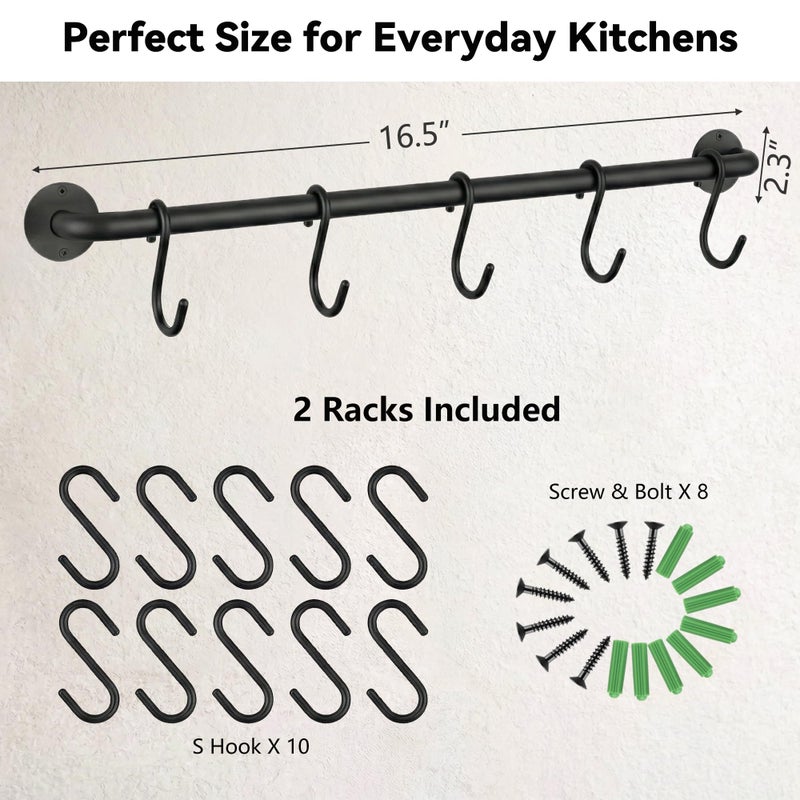 Conwithna KAKIGO Kitchen Utensil Rack Organizer Wall-mounted Pot Pan Wall Hanger Holder For Hanging Rail with 10 S Hooks - Image 2