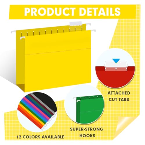 HERKKA Extra Capacity Hanging File Folders, 60 Pack Reinforced Letter Size Hanging Folders with Heavy Duty 3 Inch Expansion, Designed for Bulky Files, Medical Charts, 12 Assorted Colors - Image 5