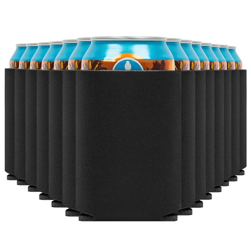 CURRENT CO. Blank Beer Can Coolers Sleeves (30-Pack) Soft Insulated Beer Can Cooler Sleeves - HTV Friendly Plain Black Can Sleeves for Soda, Beer & Water Bottles - Blanks for Vinyl Projects Wedding Favors & Gifts - Image 1