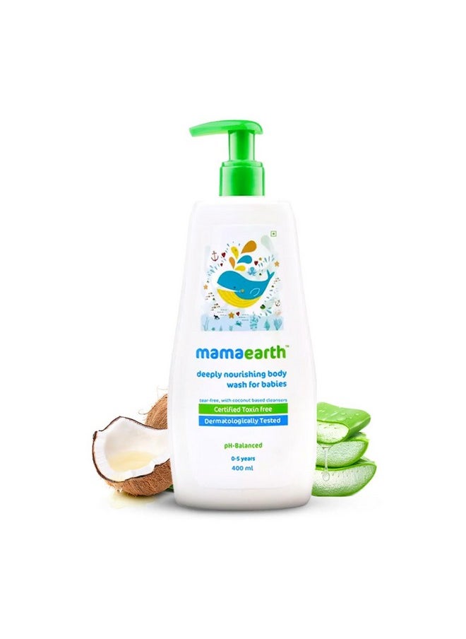 Mamaearth Deeply Nourishing Body Wash For Babies - 400Ml | Infused With Coconut Oil, Orange Essential Oil & Aloe Vera Extract | Deeply Nourishing, Tear-Free Cleanser  - Image 2