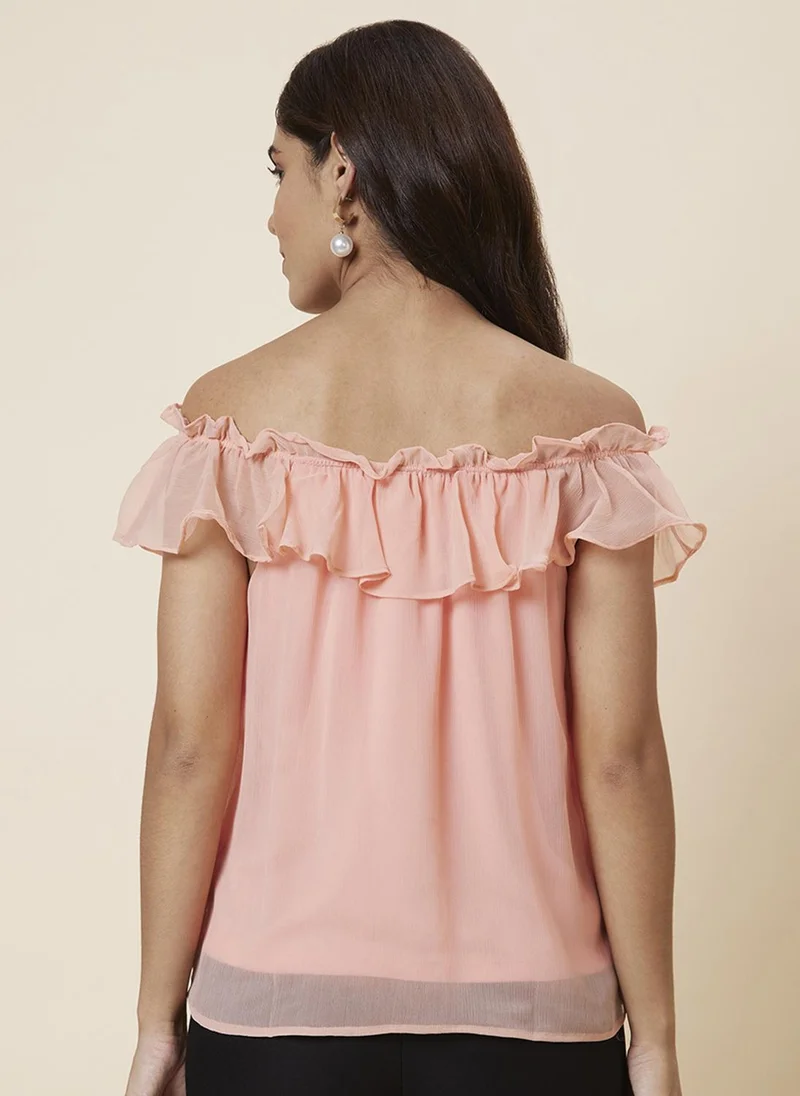 globus Globus Women Peach Solid Polyester Top
