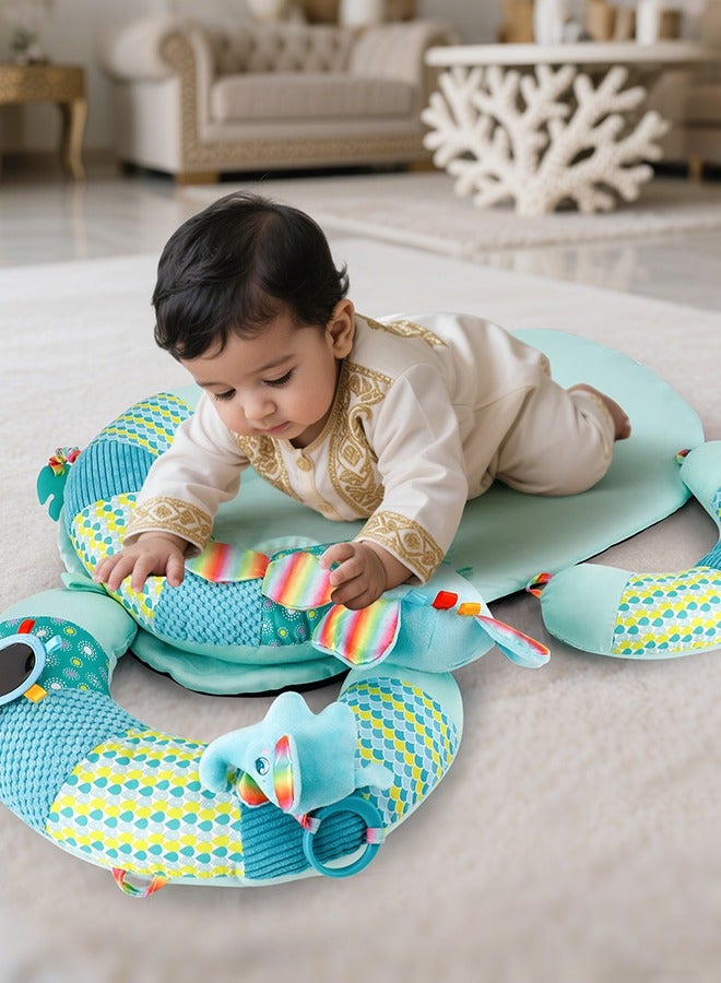 Baby Play Mat for Infants, Soft Foam Activity Gym with Detachable Tummy Time Pillow, Sit-Me-Up Floor Seat for Newborns & Toddlers, Portable, Reversible, Blue - Image 5