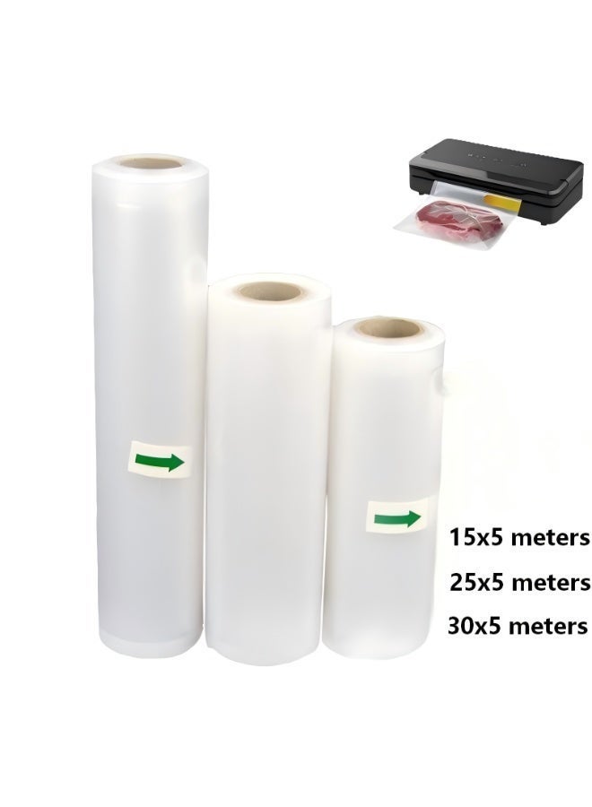 BABONA 3 Rolls Vacuum Sealer Bags Heavy Duty BPA Free, Food Storage Bags for Sous Vide Cooking Freezer Microwave Meal Prep (5m Each Roll) - Image 1