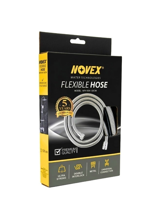 NOVEX NFH-904-120CM FlexiFlow™ Stainless Steel Shower Hose 120CM – Double Interlock, Anti-Kink, Universal Fit, Leak-Proof Premium Bathroom Hose - Image 5