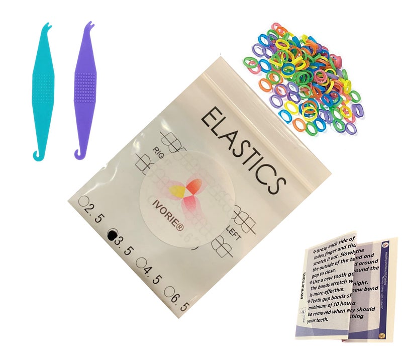 Dental Ortho Elastic Rubber Bands Mixed Colors 100 Pack Teeth Gap Closing 316 Heavy 45 oz