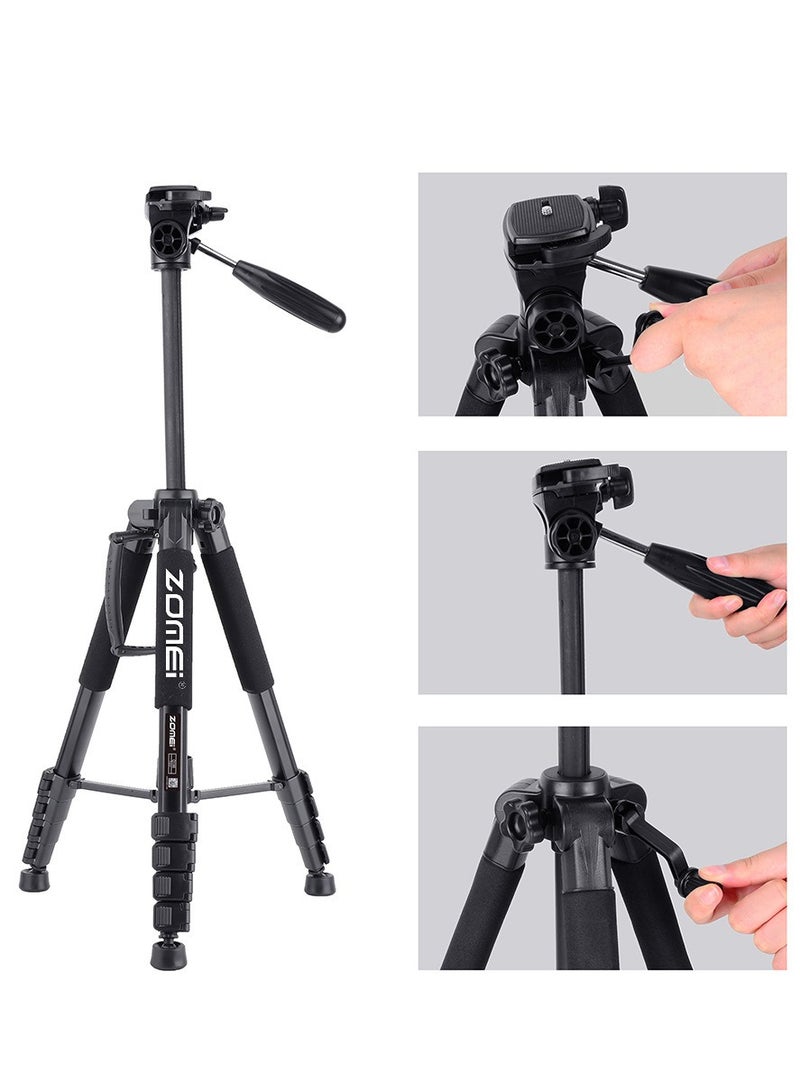 ZOMEI Compact Aluminium Professional Tripod Stand Portable Travel Digital Camera Canon Smartphone Telephone Photographic Floor Tripod 188cm/73.6in Tall Q188 (RedBlack） - Image 4