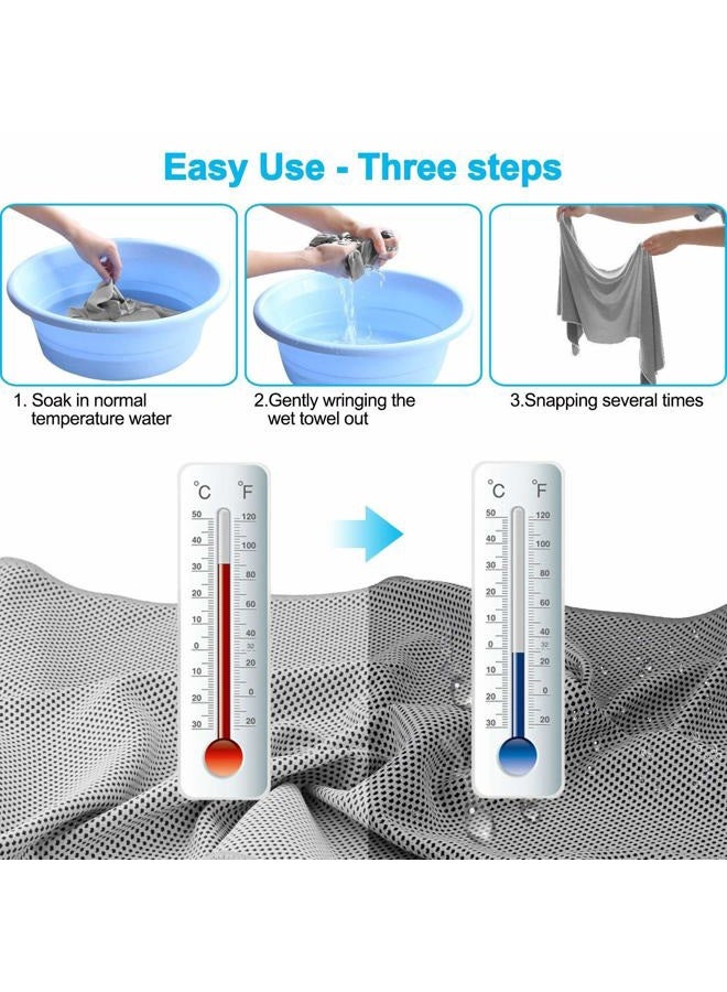 TANCANO Sports Towel for Instant Cooling Relief Microfiber Towels for Golf Workout Swimming Gym Yoga Travel Camping Fitness 40"x12" Sweat Towel (Blue+Gray) - Image 4
