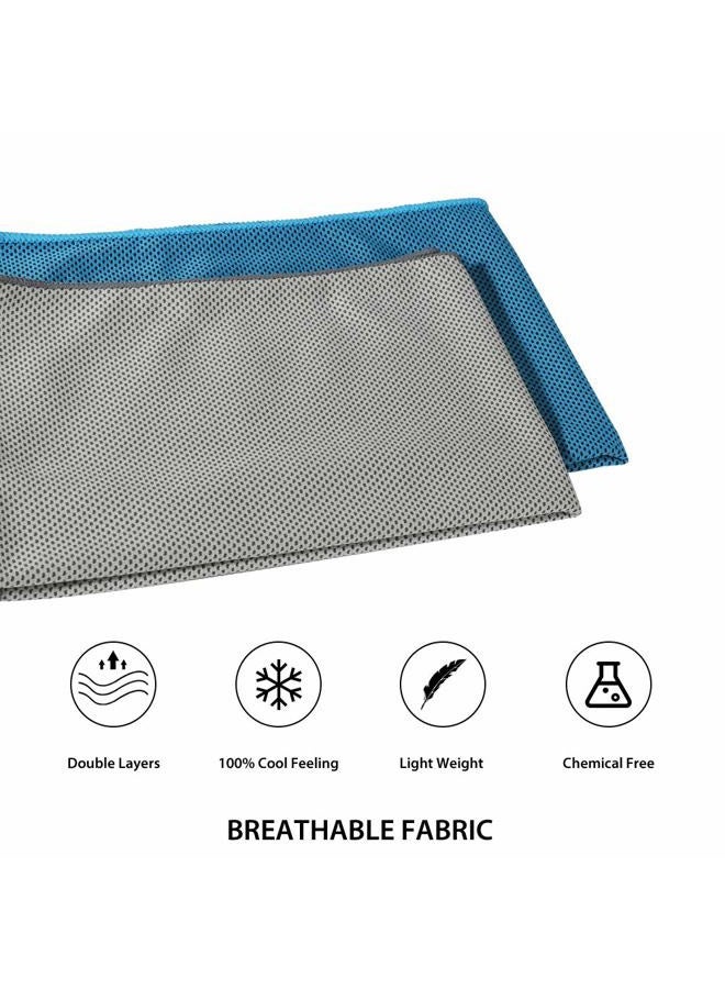 TANCANO Sports Towel for Instant Cooling Relief Microfiber Towels for Golf Workout Swimming Gym Yoga Travel Camping Fitness 40"x12" Sweat Towel (Blue+Gray) - Image 2