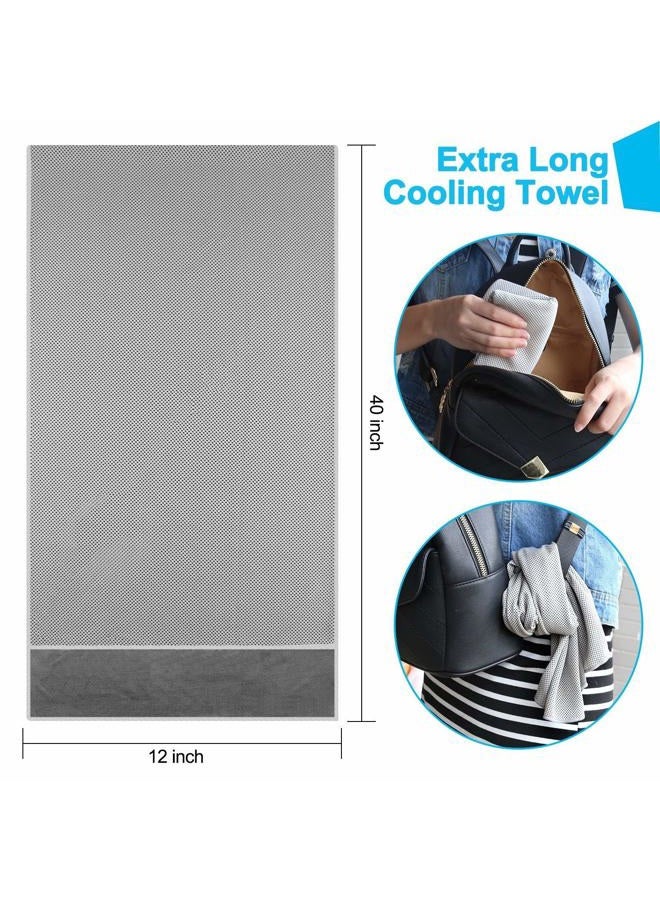 TANCANO Sports Towel for Instant Cooling Relief Microfiber Towels for Golf Workout Swimming Gym Yoga Travel Camping Fitness 40"x12" Sweat Towel (Blue+Gray) - Image 3