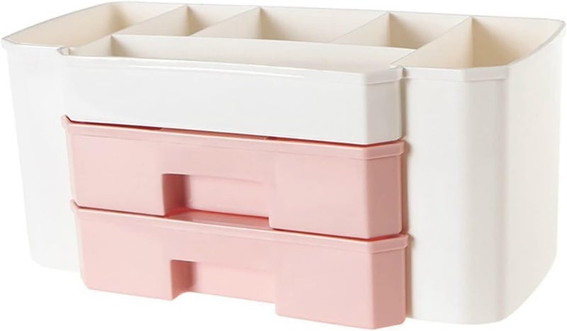 Ality Portable Hair Dresser Organizer - Large Capacity Makeup Organizer with Drawers, Plastic Bathroom Storage Box for Brushes, Lipsticks, and Cosmetics (2 Layer,Ivory) - Image 1