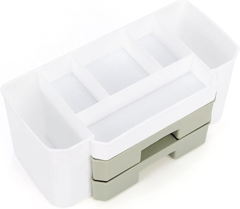 Ality Portable Hair Dresser Organizer - Large Capacity Makeup Organizer with Drawers, Plastic Bathroom Storage Box for Brushes, Lipsticks, and Cosmetics (2 Layer,Ivory) - Image 5