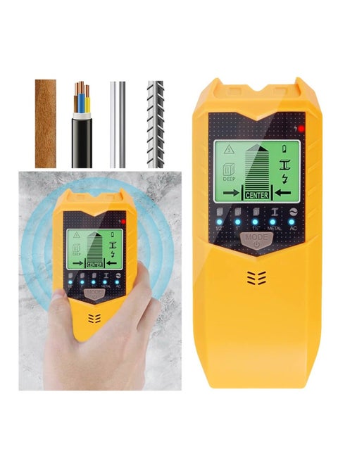 Stud Finder Sensor, 5 in 1 Battery Operated SH402 Wall Scanner Detector, Portable Electronic Detector with LED Display and Audio Alarm Handheld Stud Detector, for Wood AC Wire Metal (Yellow)