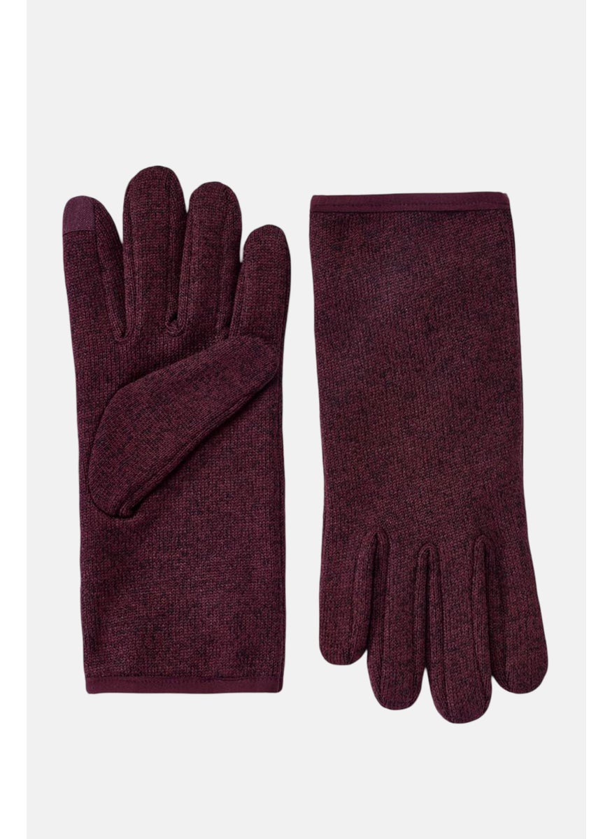 Tchibo Women Knitted Fleece Gloves, Maroon  - Image 2