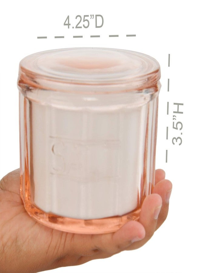 هوم-إكس وعاء ملح زجاجي وردي اللون من HOME-X بتصميم كلاسيكي مع غطاء، ديكور مطبخ عتيق، هدية زفاف - ارتفاع 3.5 بوصة × عمق 4 بوصة - Image 4