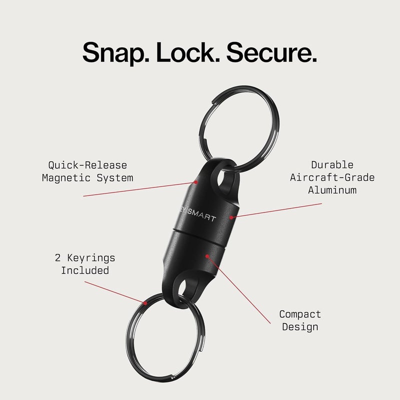 KeySmart MagConnect Pro Quick Release Keychain - Detachable Keychain for Easy Access to Keys - Image 2