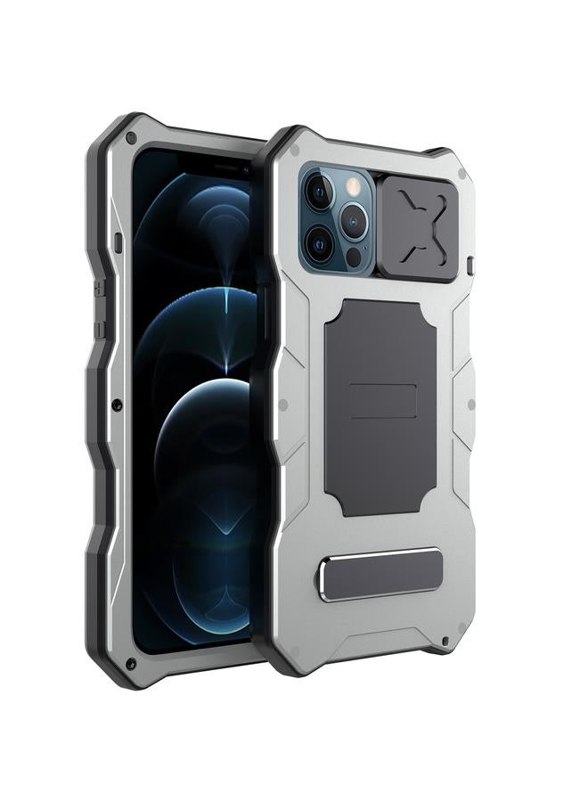 Zaboon Case For iPhone 12 / 12 Pro Metal + Silicone Sliding Camshield Holder Phone Case - Image 2