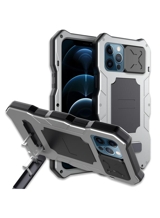 Zaboon Case For iPhone 12 / 12 Pro Metal + Silicone Sliding Camshield Holder Phone Case - Image 1