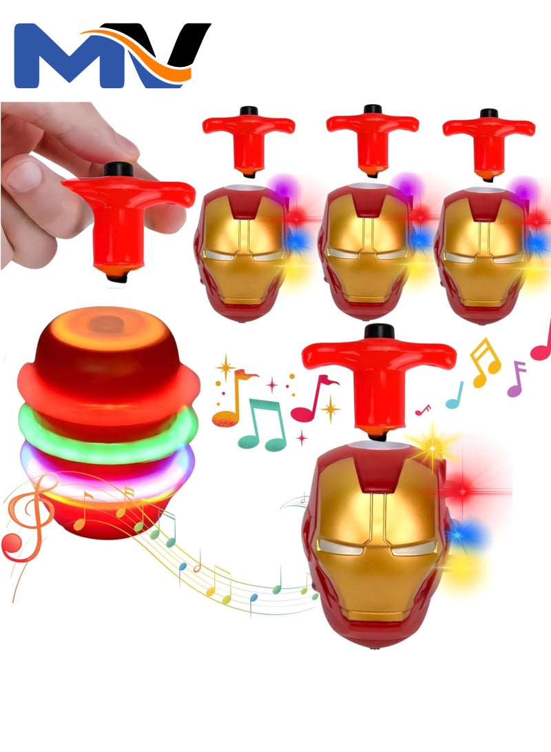 MAGIC VAULT 4pcs Superhero Flashing Gyro Spinner, LED Light Up Flashing Spinning Tops with Gyroscope, Motion Colorful Spinning Tops for Kids, Novelty Goodie Bag Fillers Gifts Stuffers for Birthday Party - Image 1