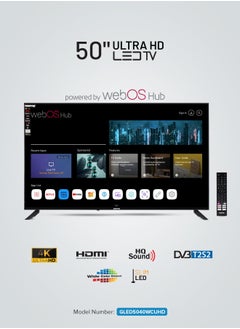 GEEPAS 50" 4K Ultra HD LED TV| WebOS Hub Powered, AV Mode, Frameless Design| with Remote Control and Wall Bracket, HDMI and USB Ports| Licensed Contents and Pre-Installed Apps| GLED5040TSUHD  - Image 1