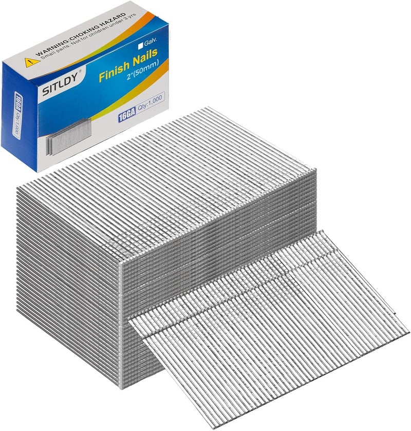 SITLDY Straight Finish Nails 16 Gauge, 2 inch 1000-Pack Galvanized, for Pneumatic, Electric 16GA Straight Finish Nailer - Image 1