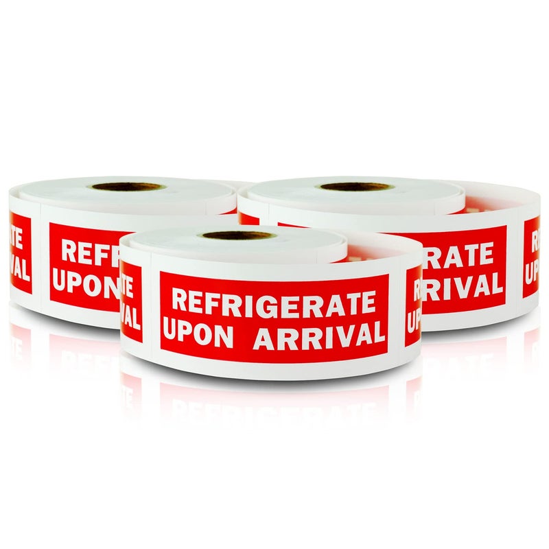 OfficeSmartLabels Refrigerate Upon Arrival Stickers 15 x 4 inch Red 900 Labels Refrigerate Upon Arrival Labels for Perishable Items Fruits or Freight Forwarding