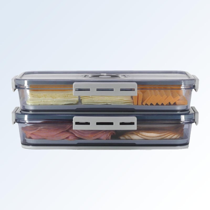 CXYNDFA Deli Meat Container for Fridge - Airtight Lunchmeat Storage with Date Marker & Drip Tray, Leakproof Home Storage Container for Cold Cuts and Cheese - Image 3